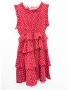vestido rojo con puntos blancos