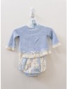 set de punto celeste, calzon con top