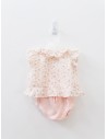 set short rosado de punto y top con florcitas