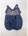enterizo denim con flores de colores
