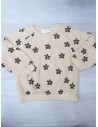 sueter beige con flores negras