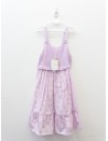 vestido morado con tejido arriba y flores