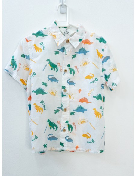 camisa blanca con dinosaurios