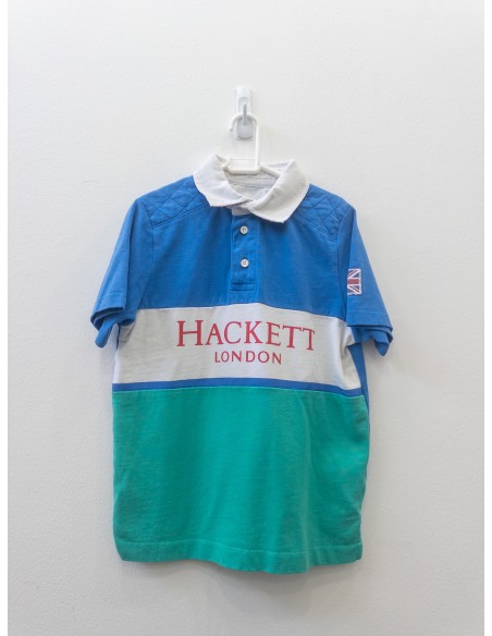 polo celeste blanco y verde