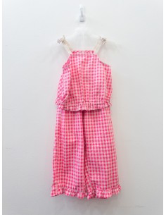 set blusa y pantalon cuadros blancos y fucsias