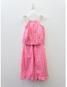 set blusa y pantalon cuadros blancos y fucsias