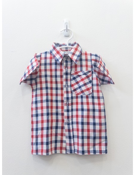 camisa cuadros azules rojos y blancos