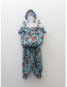 set blusa y pantalon cafes con turquesa