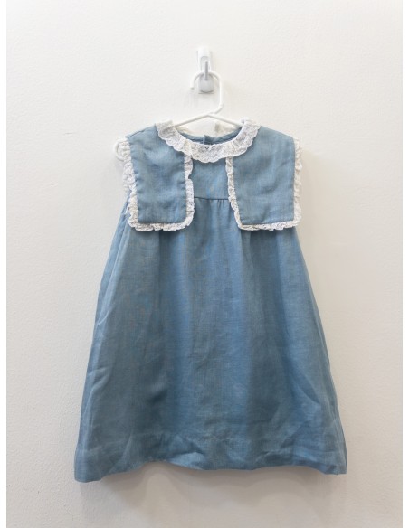 vestido lino celeste