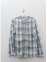 camisa lino cuadros celestes y grises