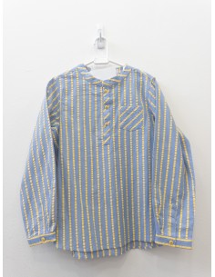 camisa celeste rayas amarillas