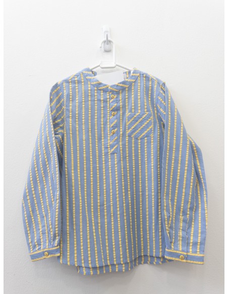 camisa celeste rayas amarillas