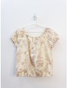 set blusa y pantalon beige con bordado de flores