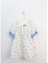 set blusa blanca de mariposas y pantalon morados