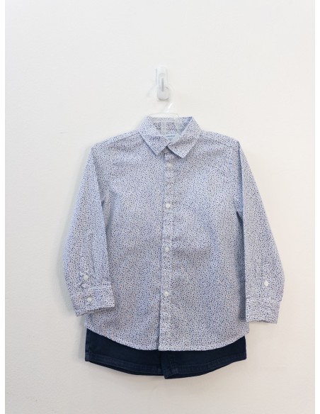 set camisa de flores azules y short azul