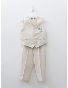 set beige vest y pantalon