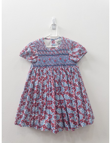 vestido flores celestes y rojas