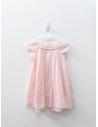 vestido rosado con detalle beige