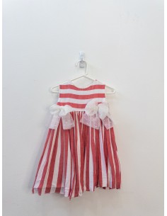 vestido rayas blancas y rojas con lazos de tul