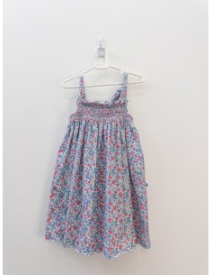 vestido flores azules, rosadas, y amarillas