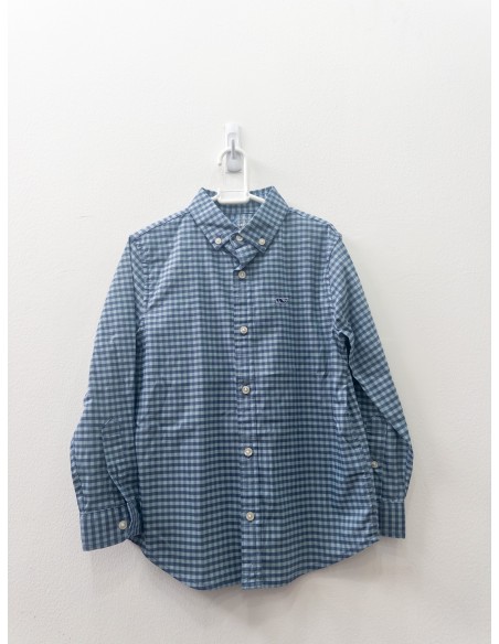 camisa cuadros azules y turquesas