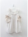 vestido rayas celestes rosadas y beige