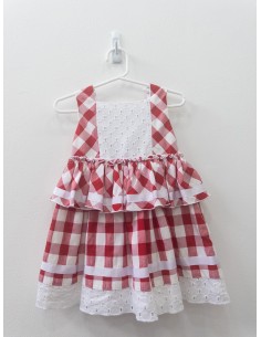 vestido cuadros rojos y blancos