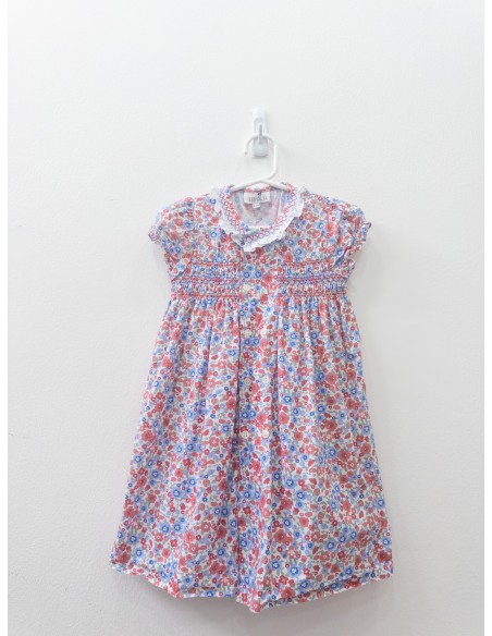 vestido flores rojas y azules