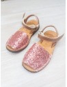 zapatillas con escarcha fucsia