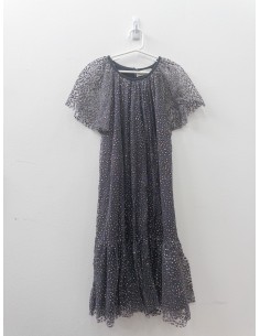 vestido negro brillos plateados