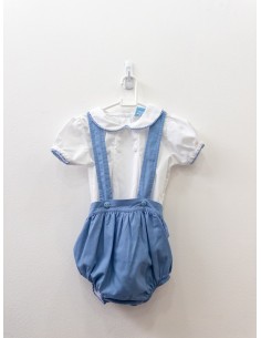 set enterizo celeste y camisa blanca