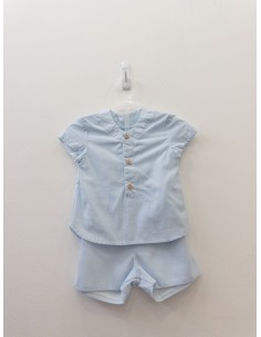 set celeste, top cuadritos celestes