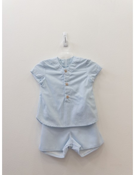 set celeste, top cuadritos celestes