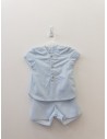 set celeste, top cuadritos celestes