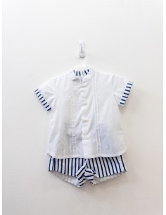 set short rayas azules top blanco