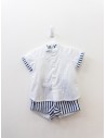 set short rayas azules top blanco