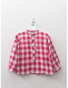 camisa manga larga cuadros fucsias