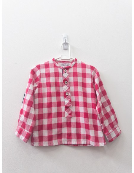 camisa manga larga cuadros fucsias
