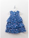 vestido azul con flores rosadas