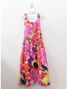 vestido rosado y morado