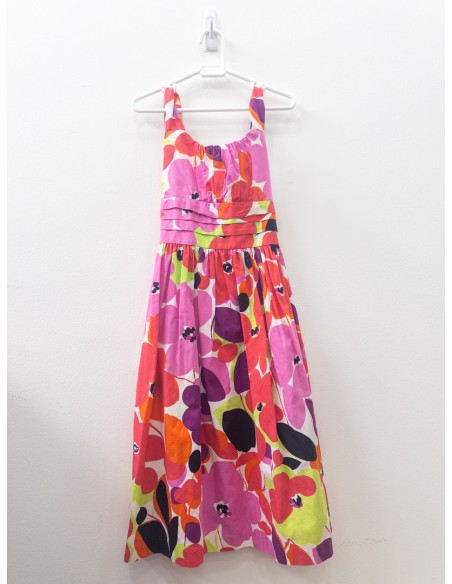 vestido rosado y morado