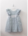 vestido cuadros turquesas y blancos