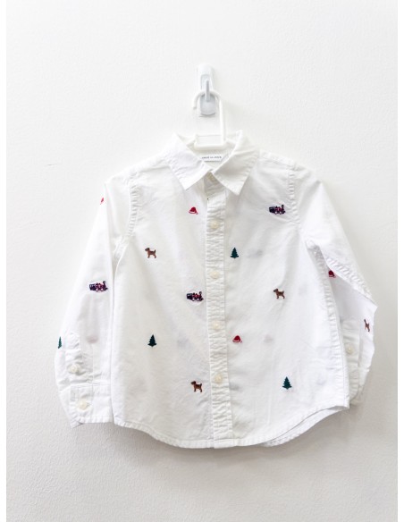 camisa blanca con dibujos de navidad