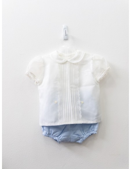 set camisa blanca y calzon celeste