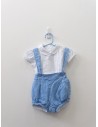 set camisa blanca y calzon celeste con tirantes