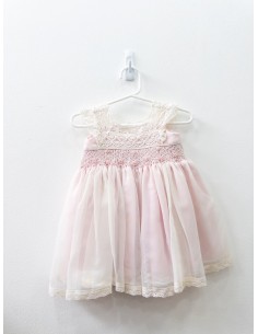 vestido rosado con nido de abeja