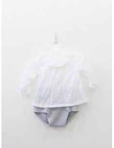 set camisa blanca cubre pañal tejido gris
