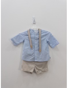 set camisa celeste y short con cebras y tirantes