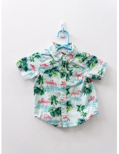 camisa verde con flamingos