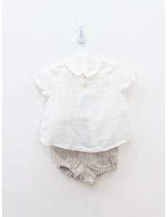 set camisa blanca y short beige